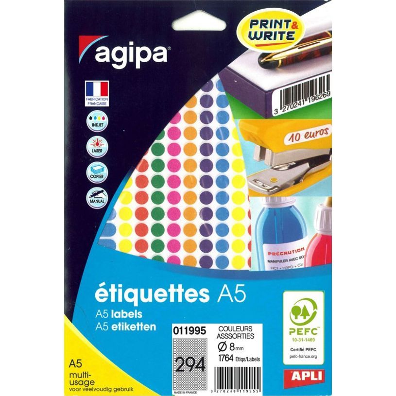 3270240119955-Apli Agipa - Etui A5 - 2058 Pastilles adhésives - couleurs assorties multi-usages - diamè-P_79146717_1-0