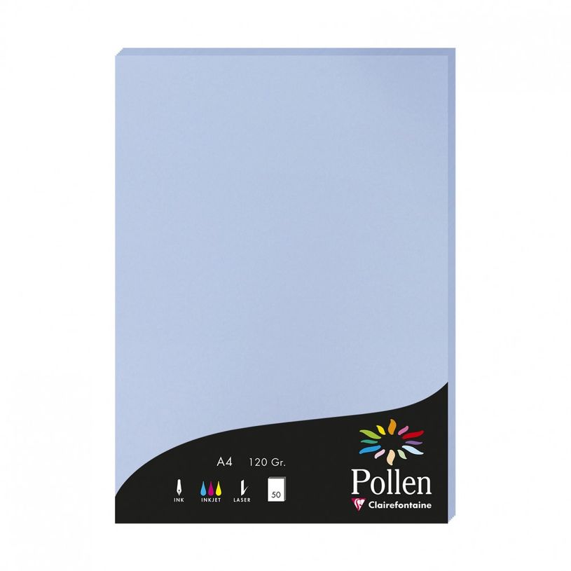 0400791467363-Pollen - 50 Feuilles papier couleur - A4 (21 x 29,7 cm) - 120 g/m² -  bleu lavande-P_79146736_1-0