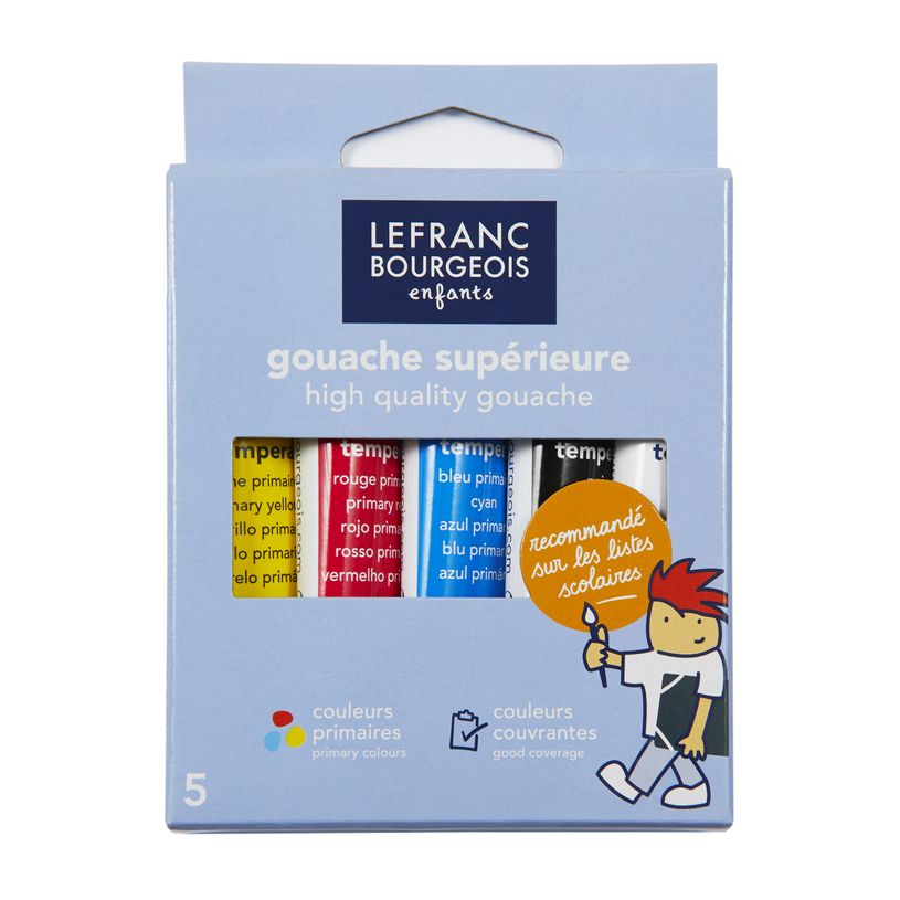 3013641754055-Lefranc Bourgeois - Pack de 5 tubes de peinture à base d'eau (gouaches tempéra) - 10 ml-P_79146812_1-0