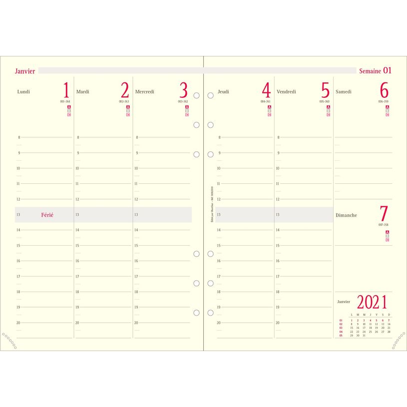 3664447056685-Oberthur 21 - Recharge pour organiseur - 1 semaine sur 2 pages - 14,5 x 23,5 cm-P_79147979_1-0