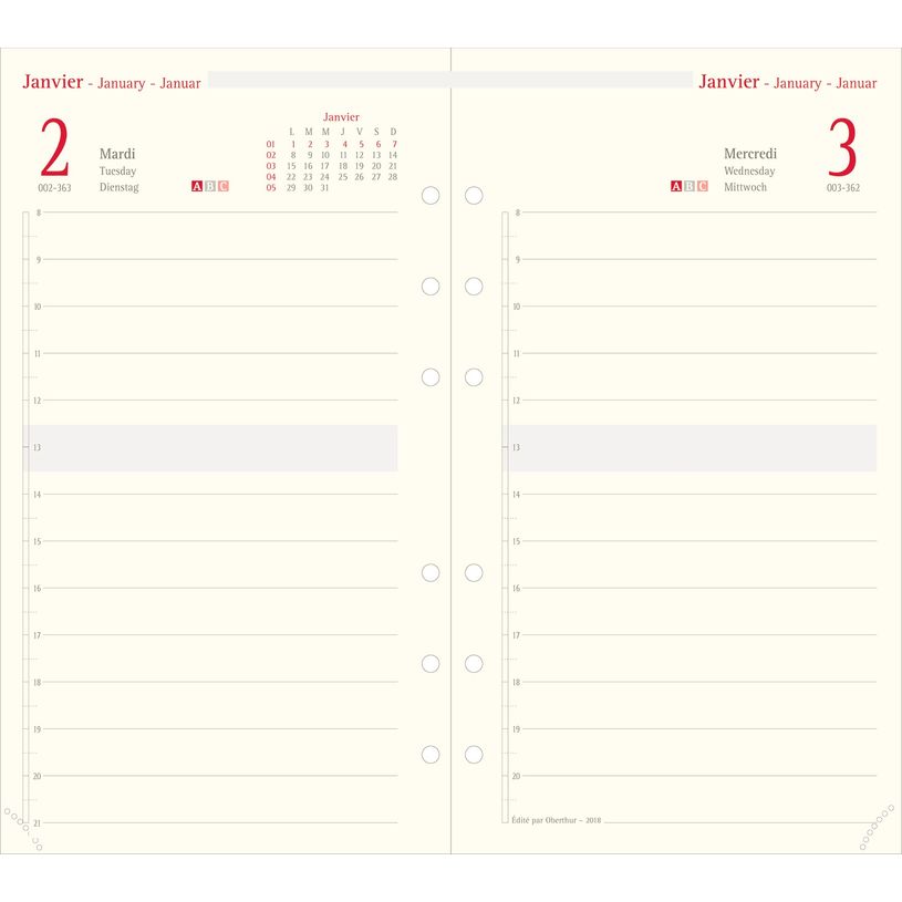 3664447126371-Oberthur 17 - Recharge pour organiseur - 1 jour par page - 10 x 17 cm-P_79147988_1-0