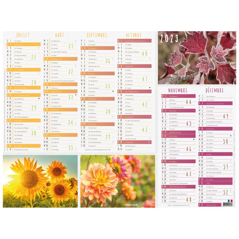 3664447125527-Oberthur Fleurs - Calendrier 6 mois par face - 21 x 27 cm-P_79148026_3-1