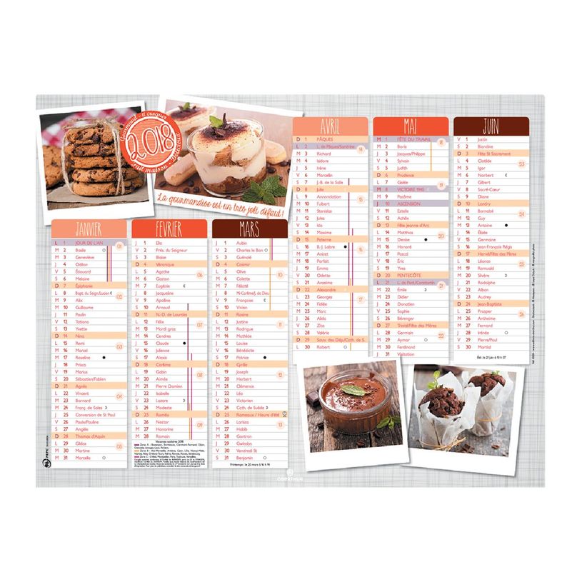 3664447125558-Oberthur Cuisine et Saveurs - Calendrier 6 mois par face - 21 x 27 cm-P_79148029_1-2