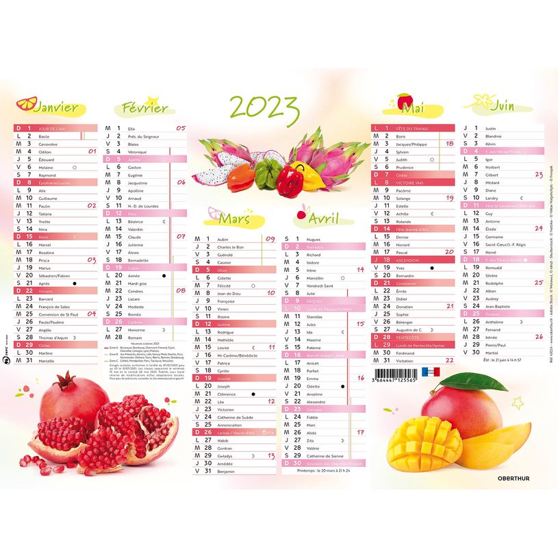 3664447125565-Oberthur Cuisine et Saveurs - Calendrier 6 mois par face - 33,5 x 43 cm-P_79148030_2-0