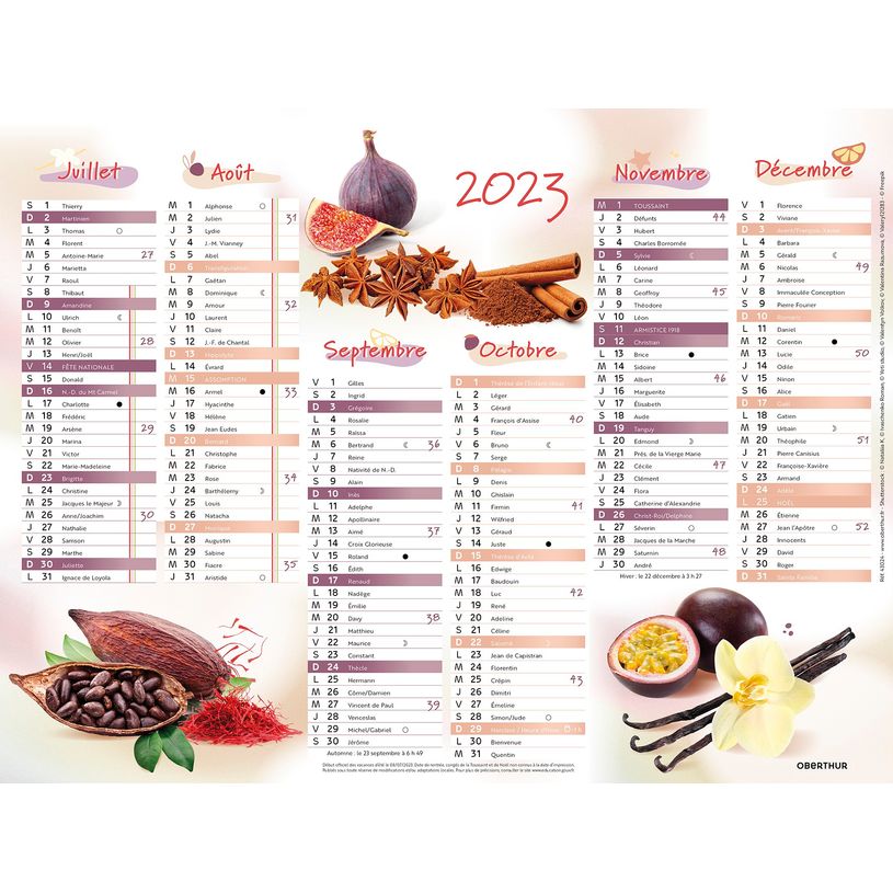 3664447125565-Oberthur Cuisine et Saveurs - Calendrier 6 mois par face - 33,5 x 43 cm-P_79148030_3-1