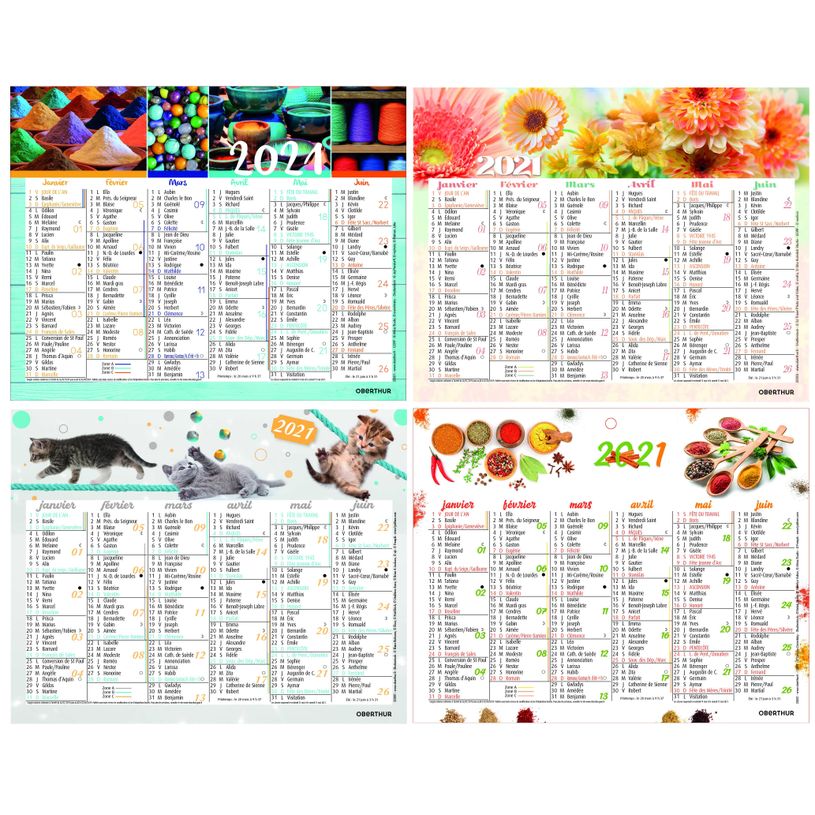 3664447060828-Oberthur - Mini calendrier 6 mois par face - 13,5 x 17 cm - disponible dans différents mod-P_79148038_1-0