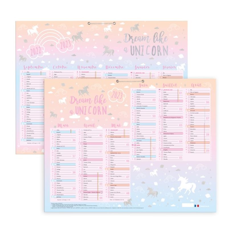 3664447097701-Calendrier Licorne 6 mois par face - 43 x 33,5 cm - Oberthur-P_79148039_1-0