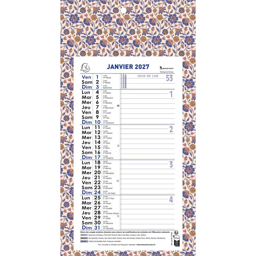 3660942004329-Calendrier mensuel avec feuillets détachables 15,5 x 28,5 cm sur plaque décors Urban Color Design 19 x 41 cm  - disponible dans différentes cou--0