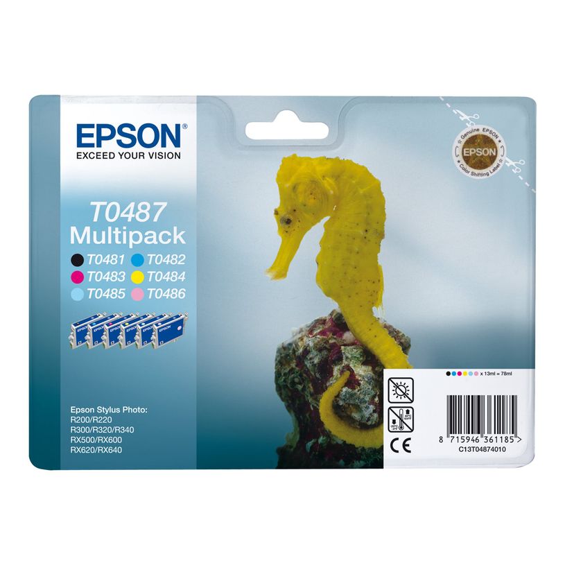 0871594627634-Epson T0487 Hippocampe - Pack de 6 - noir, cyan, cyan clair, magenta, magenta clair, jaune -P_79148502_2-1
