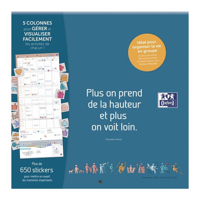 3147281981417-Calendrier Oxford Famille scolaire 16 mois 30x30cm 1 mois sur 2 pages Année Bleu--0