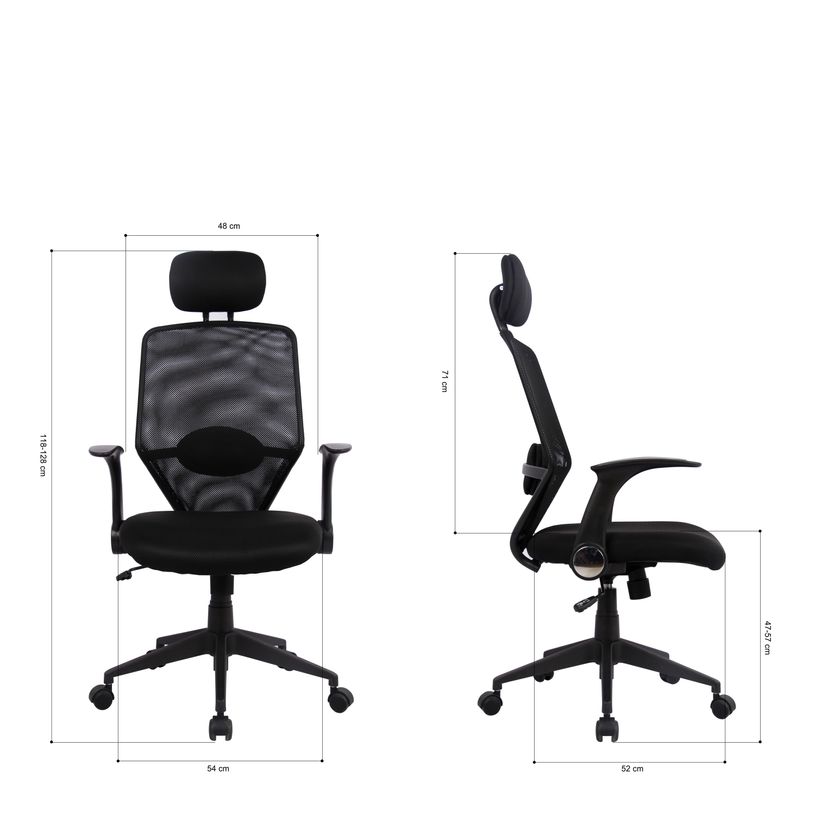 3397700053038-Fauteuil de bureau GALLEON - accoudoirs rabattables - appuie-tête réglable - noir-P_79150668_6-4