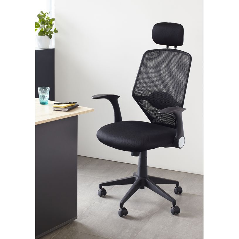 3397700053038-Fauteuil de bureau GALLEON - accoudoirs rabattables - appuie-tête réglable - noir-P_79150668_8-6