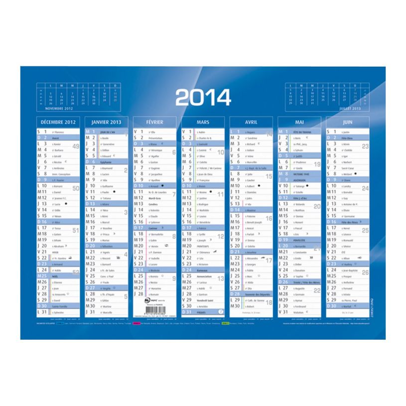 3371010235384-Quo Vadis - Calendrier mural - Français - Classic - Bleu - 14 mois de décembre à janvier - 18x13,5 cm - Papier Clairefontaine b-P_79150997_3-2