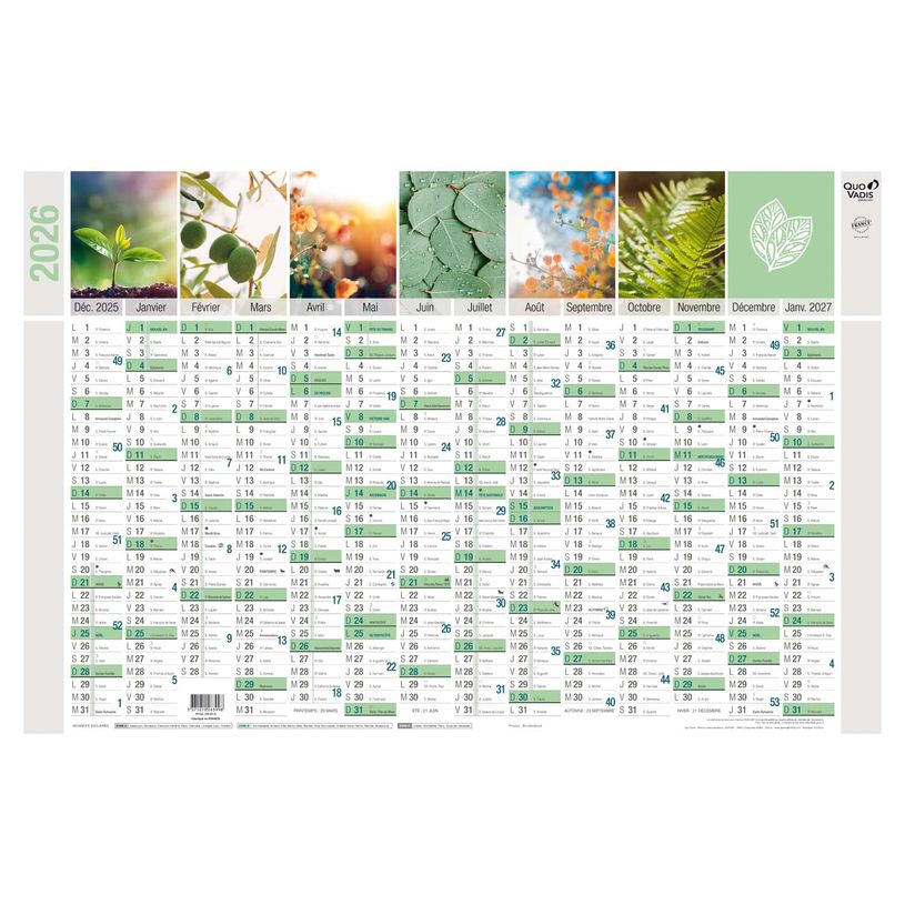 3371010263981-Quo Vadis Equology - Calendrier recyclé horizontal - 13 mois sur 1 face - carte de France au verso - 4--0
