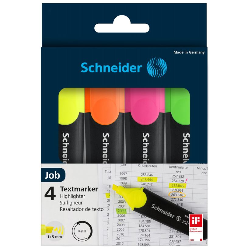 4004675015006-Schneider Job - Pack de 4 surligneurs - couleurs assorties-P_79151266_1-0