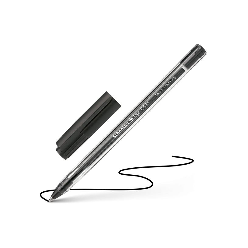 4004675004581-Schneider Tops 505 M- Stylo-bille - Noir – Pointe Moyenne avec Corps Transparent et Capuc-P_79151301_4-5