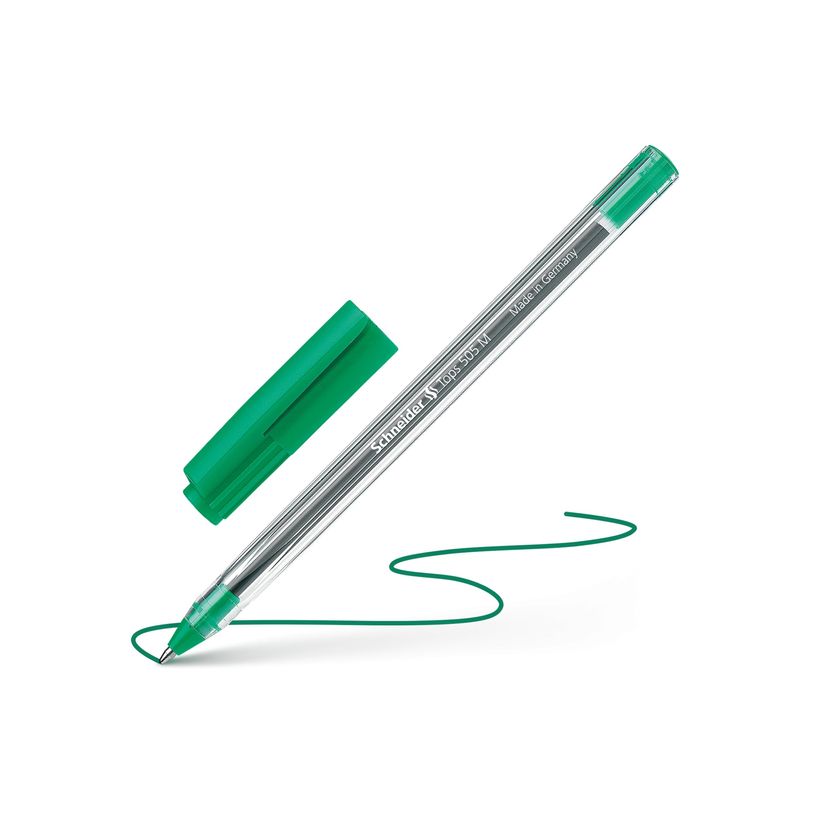 4004675004642-Schneider Tops 505 M- Stylo-bille - Vert – Pointe Moyenne avec Corps Transparent et Capuc-P_79151304_5-4