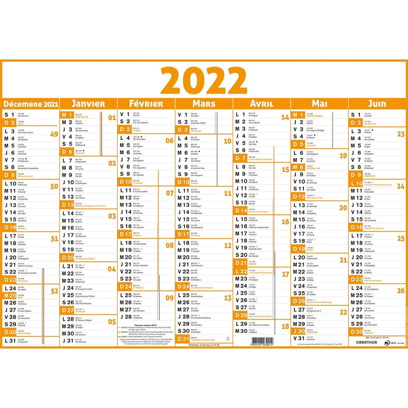 3108720430361-Oberthur Classique - Calendrier 7 mois par face - 33,5 x 43 cm - disponible dans différent-P_79151593_4-3