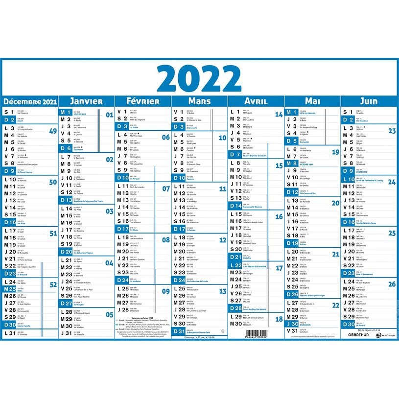 3108720570364-Oberthur Classique - Calendrier 7 mois par face - 41 x 57 cm - disponible dans différentes-P_79151594_2-1