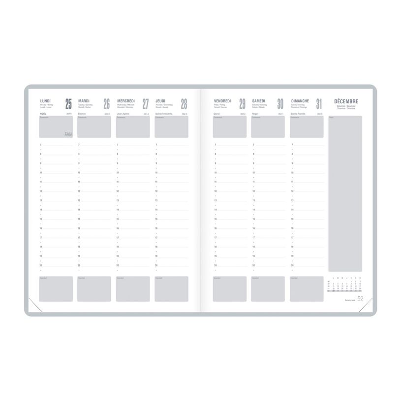 3147281209009-Agenda Classique - 1 semaine sur 2 pages - 19 x 24 cm - disponible dans différentes couleurs - Lecas--1