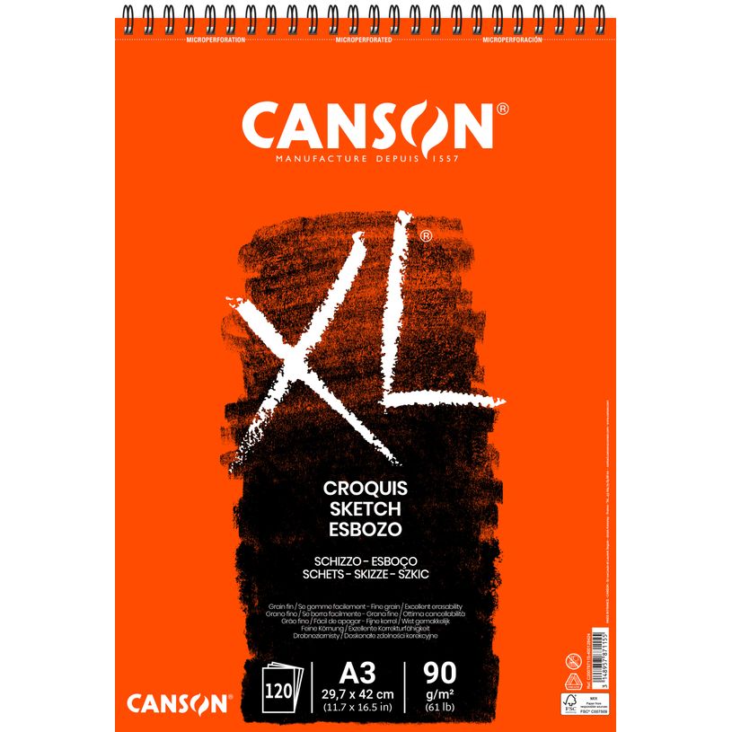 3148957871155-Canson XL - Bloc dessin croquis - 120 feuilles - A3 - 90 gr - ivoire-P_79151610_1-0