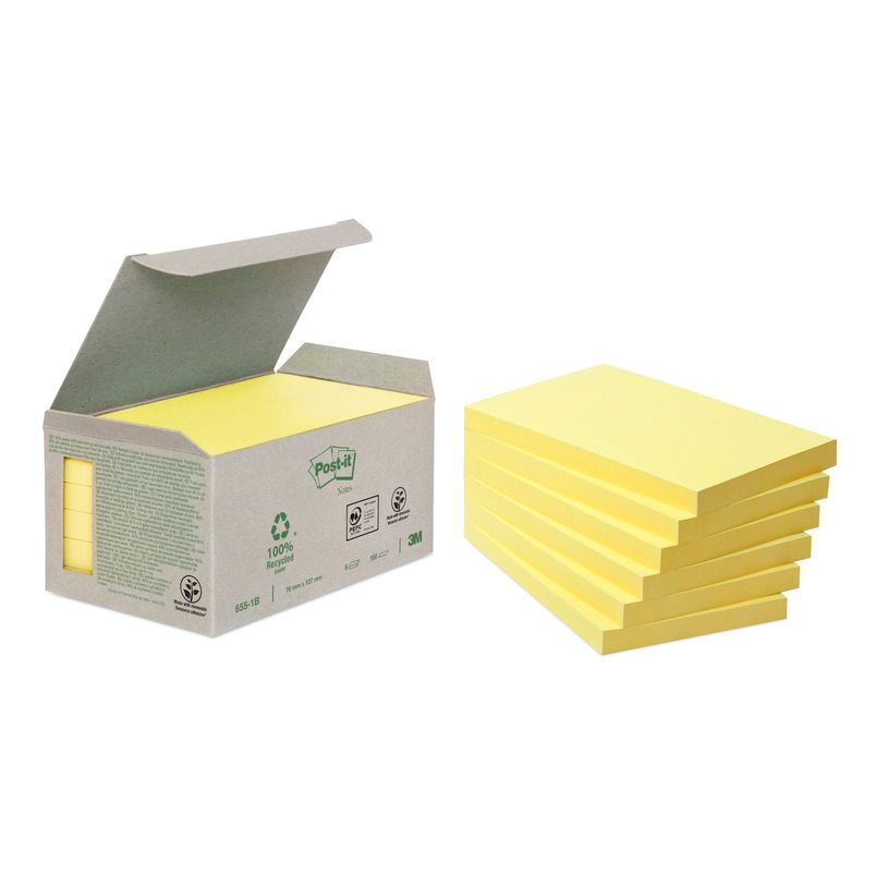 4046719216413-Post-it - 6 Blocs notes recyclées - 76 x 127 mm - jaune-P_79151682_1-0