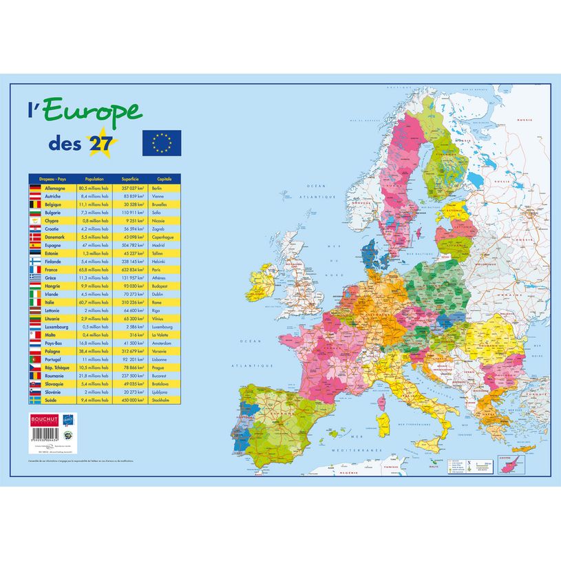 3592930004434-Sous-main carton rigide Carte Europe Politique - 40,5 x 55 cm - Bouchut--0