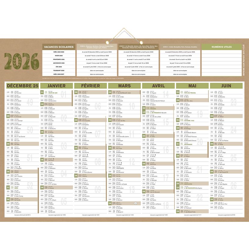3592930026610-Calendrier bancaire année civile BOUCHUT "Natura" 40,5 x 55 cm coloris beige--0