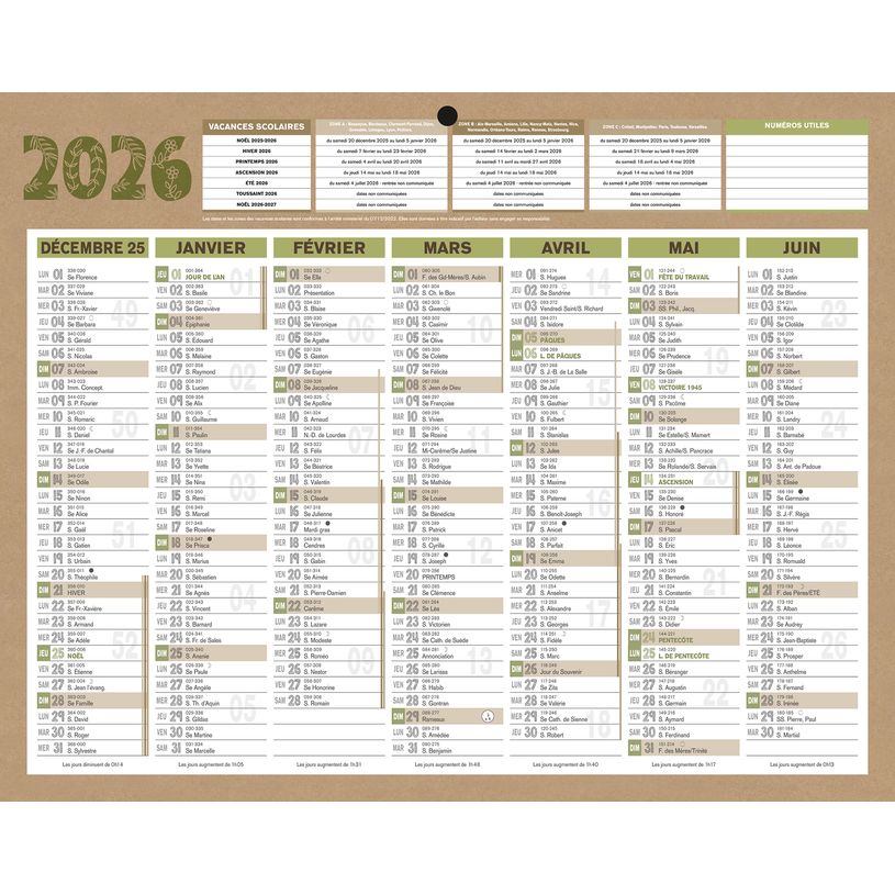 3592930026597-Calendrier bancaire année civile BOUCHUT "Natura Mini" 21 x 26,5 cm coloris beige--0