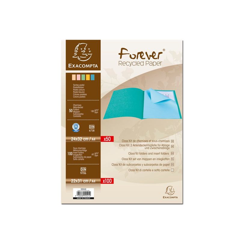 3130630555414-Exacompta Forever - 50 Chemises + 100 sous-Chemises - 170 + 60 gr - couleurs assorties-P_79346058_1-0