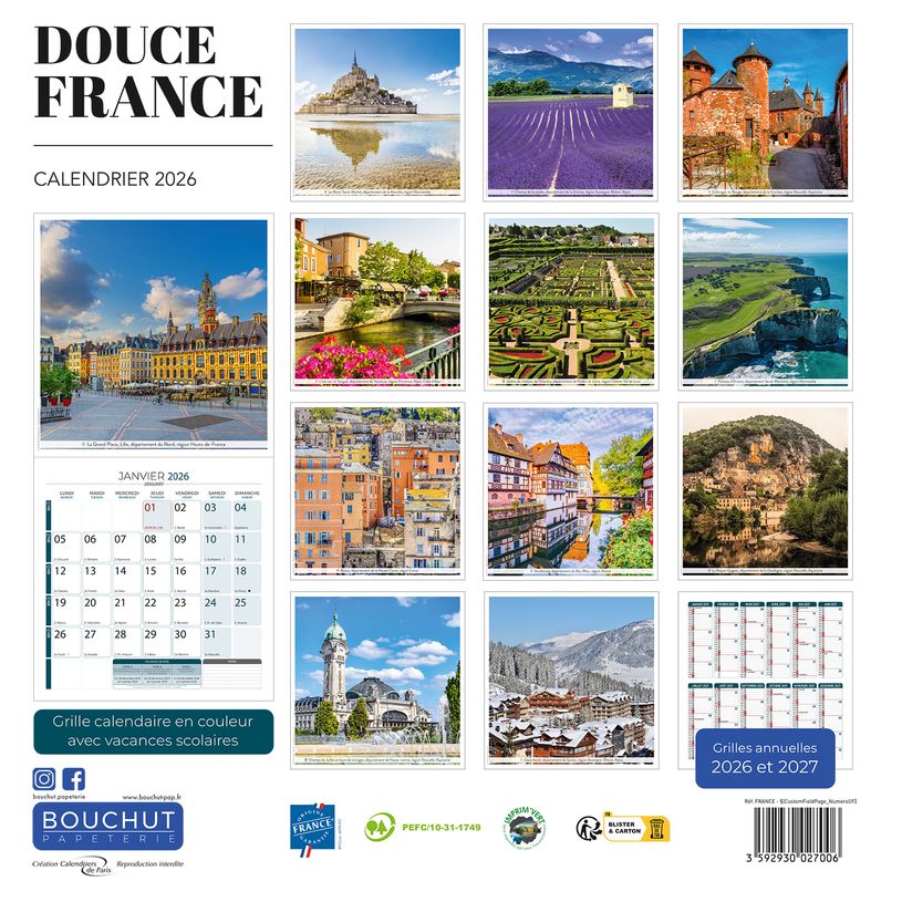 3592930027006-Calendrier illustré BOUCHUT 30 x 30 cm DOUCE FRANCE Pefc 70 %--2