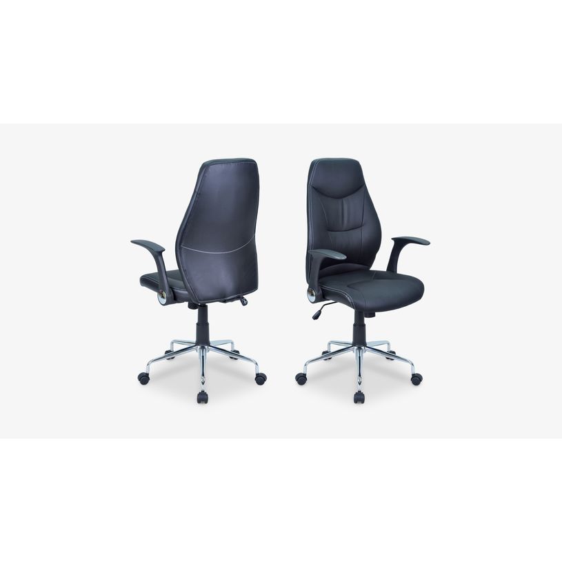 3397701921510-Fauteuil de bureau BRONTES - accoudoirs rabattables - appui-tête intégré - noir-P_79349192_4-3