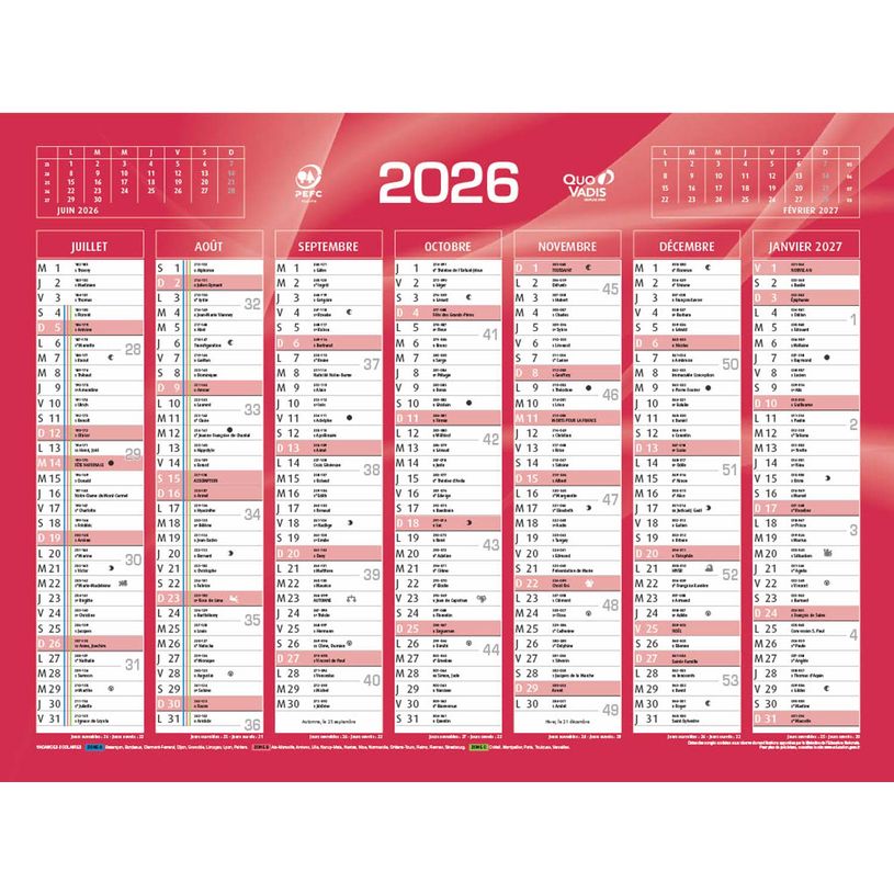 3371010307081-Quo Vadis - Calendrier bancaire 7 mois par face - 40,5 x 55 cm - rouge--1
