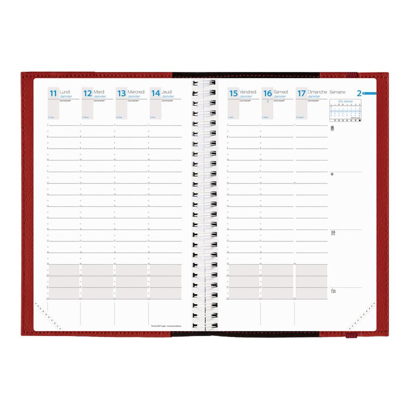 3371010305131-Agenda spiralé à élastique Time & Life Large - 1 semaine sur 2 pages - 16 x 24 cm - roug-P_79349441_1-1