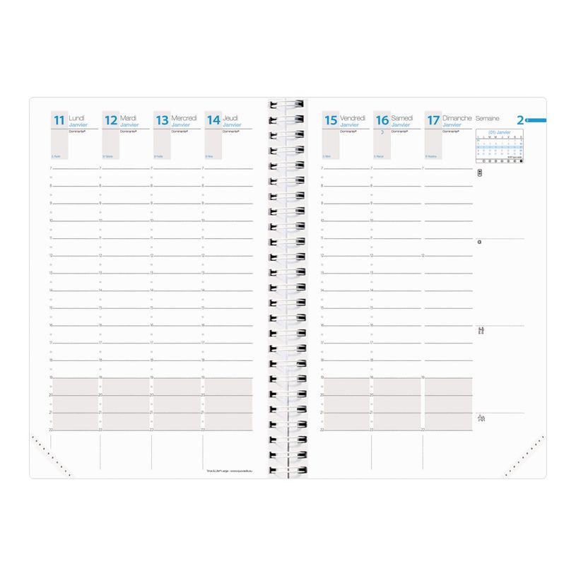 3371010305131-Agenda spiralé à élastique Time & Life Large - 1 semaine sur 2 pages - 16 x 24 cm - roug-P_79349441_2-2