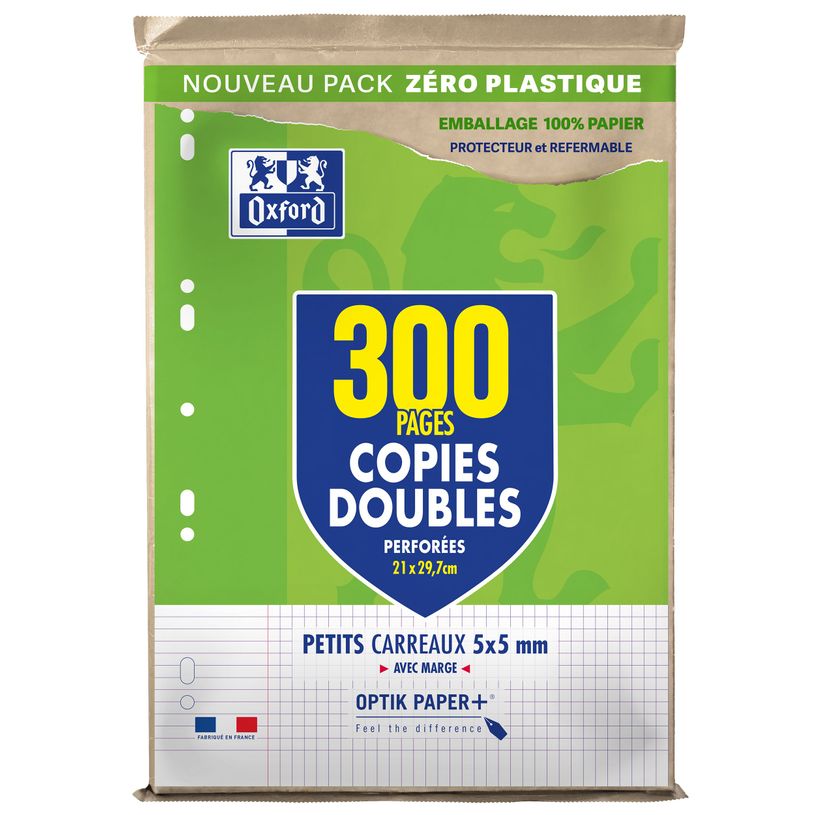 3020126878243-Oxford - copies doubles - 300 pages - A4 - petits carreaux (5x5 mm) - perforées--0