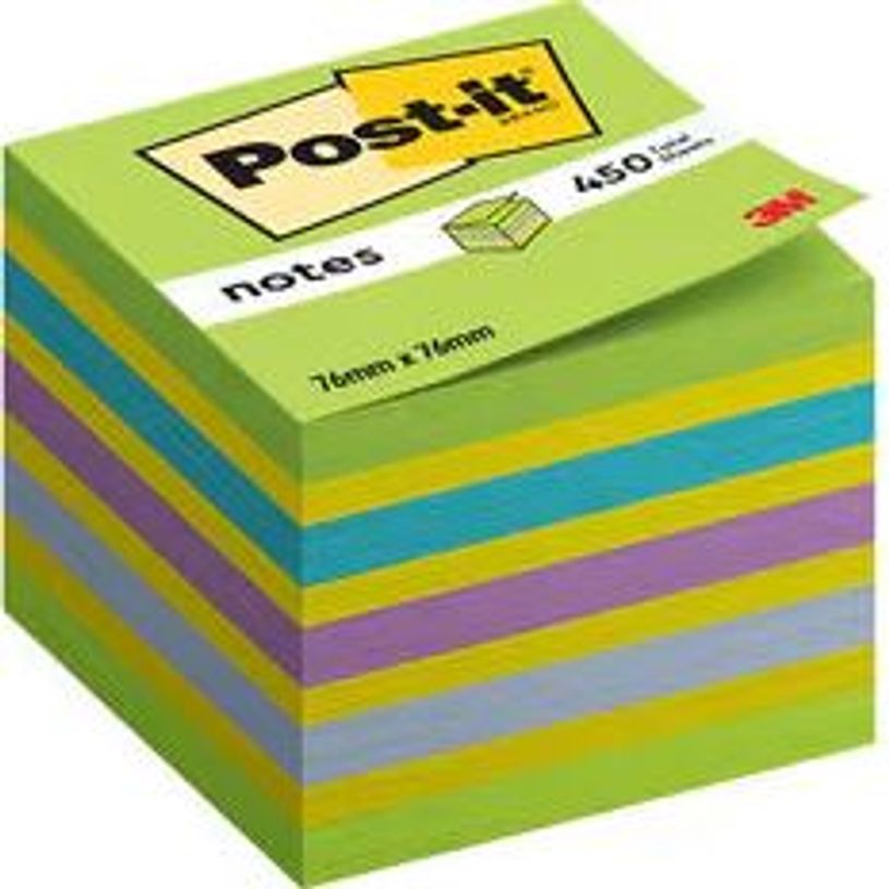 4001895872815-Post-it - Bloc Cube - 450 feuilles - 76 x 76 mm - couleurs assorties Rêve intense--1