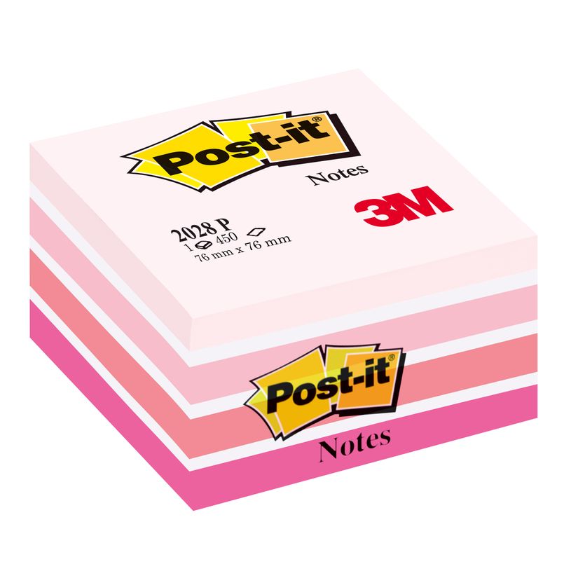 4001895871351-Post-it - Bloc Cube - 450 feuilles - 76 x 76 mm - couleurs assorties rose Light plaisir-P_79351002_1-0