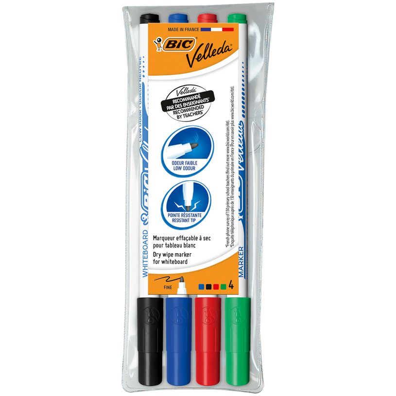 3086120017248-BIC VELLEDA 1721 - Pack de 4 marqueurs effaçables - pointe fine - couleurs assorties-P_79351088_12-0