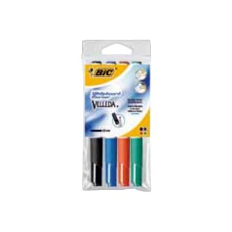 3086120017446-BIC VELLEDA 1741 - 4 Marqueurs - effaçables - pour tableau blanc - noir, rouge, bleu, vert-P_79351089_1-0