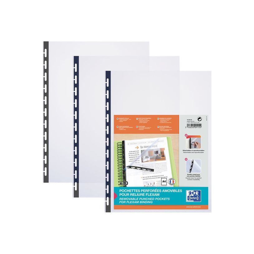 3148240091154-Oxford Flexam - 10 Pochettes perforées détachables et repositionnables - A4 - 5/100-P_79351361_1-0