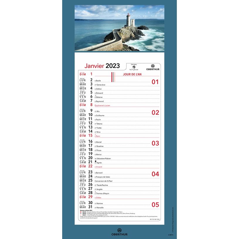 3664447125923-Oberthur - Plaque Illustrée mensuel - 16 x 33,3 cm - disponible dans différents modèles-P_79351467_12-2