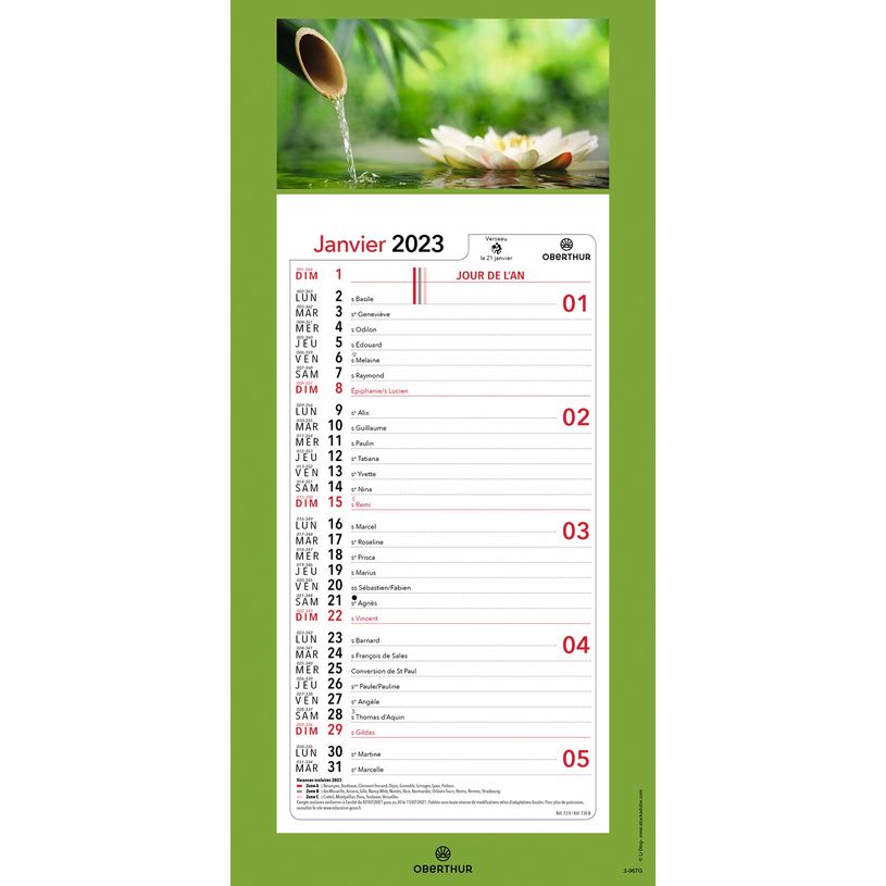3664447125923-Oberthur - Plaque Illustrée mensuel - 16 x 33,3 cm - disponible dans différents modèles-P_79351467_16-6