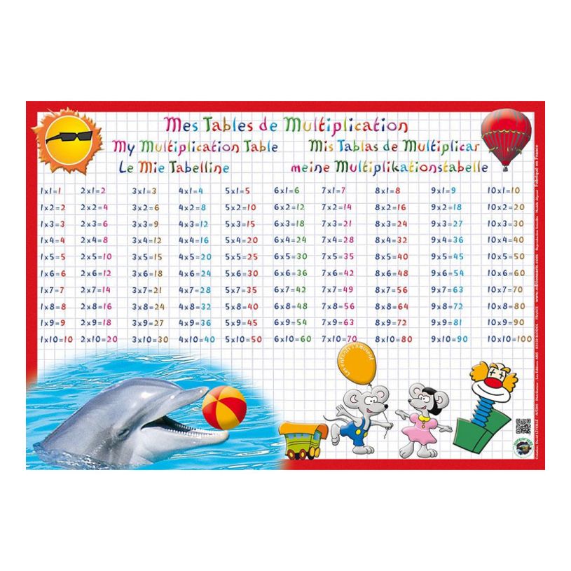 3142561000017-Aris Editions - Sous main éducatif effaçable "Tables de multiplication" - 30 x 42 cm-P_79351576_1-0