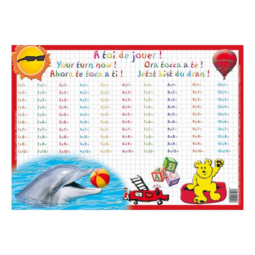 3142561000017-Aris Editions - Sous main éducatif effaçable "Tables de multiplication" - 30 x 42 cm-P_79351576_2-1
