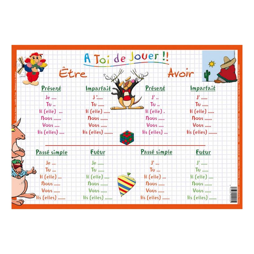 3142561000062-Aris Editions - Sous main éducatif effaçable "La conjugaison" - 30 x 42 cm-P_79351578_2-1