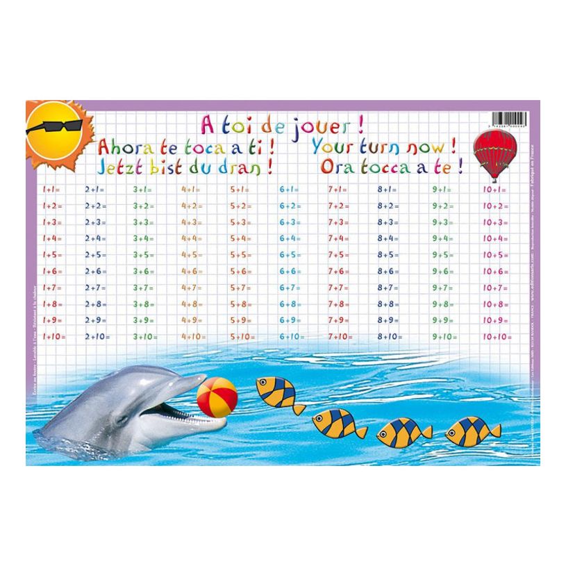 3142561000093-Aris Editions - Sous main éducatif effaçable "Tables d'addition" - 30 x 42 cm-P_79351581_2-1