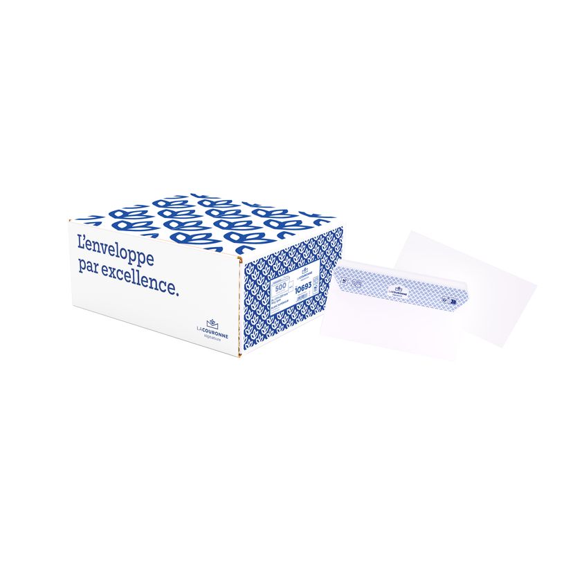 3240180106933-La Couronne - 500 Enveloppes DL 110 x 220 mm - 90 gr - sans fenêtre - blanc - bande auto-a-P_79351649_1-0