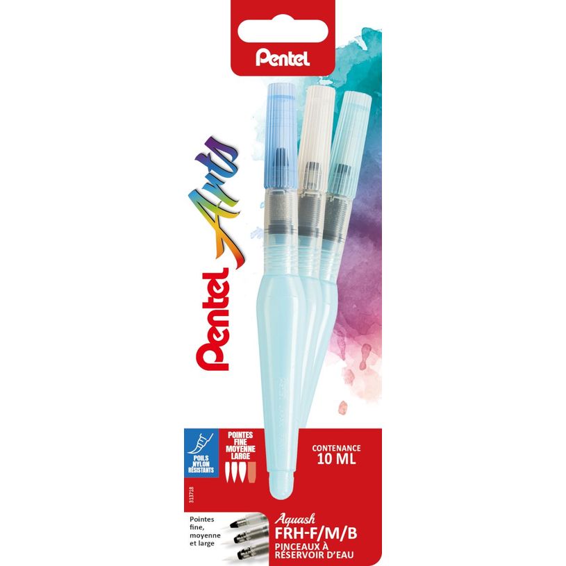 5011433137183-Pentel Arts - Set 3 pinceaux à réservoir d'eau - Calligraphie--0