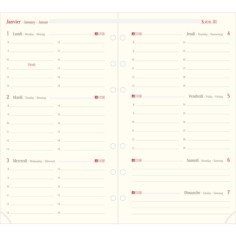 3664447126357-Oberthur 17 - Recharge pour organiseur - 1 semaine sur 2 pages à l'horizontal - 10 x 17 cm-P_79352266_2-0